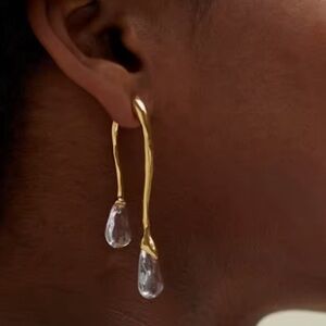 Anthropologie Gold Sculptural Teardrop Earrings